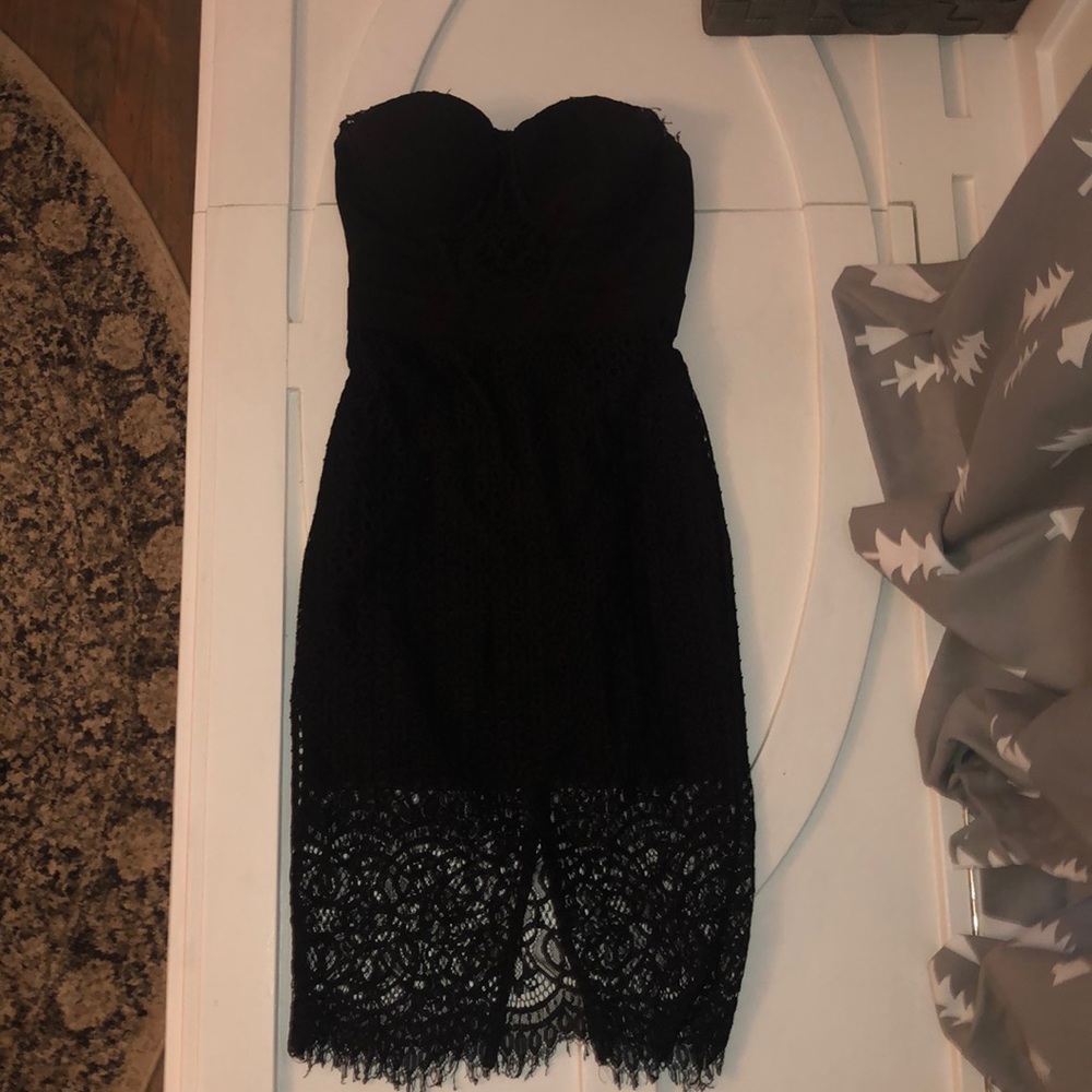 Bebe Black Eyelet Corset Dress